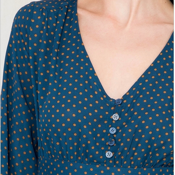 LAST ONE❗️ROKOKO Dark Teal Polka Dot Flowy Midi Dress - Picture 3 of 10